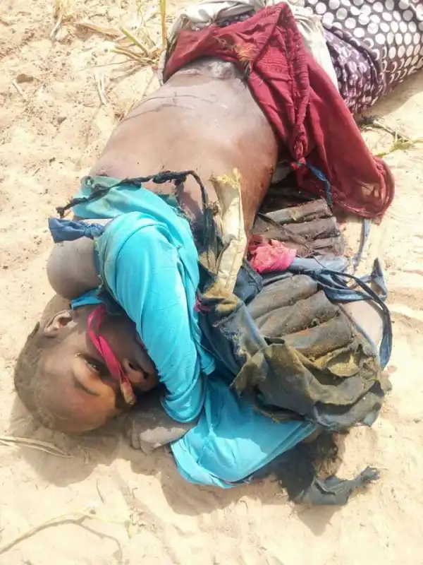Another Suicide Bomber Gunned Down By Soldiers In Borno. Graphic Photo